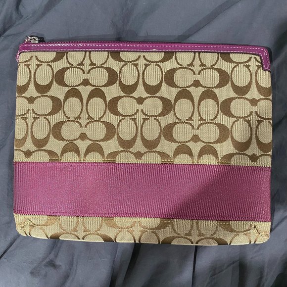 NWT Coach Monogram Handbag and IPad Case Purple/Tan/Brown - Picture 12 of 15